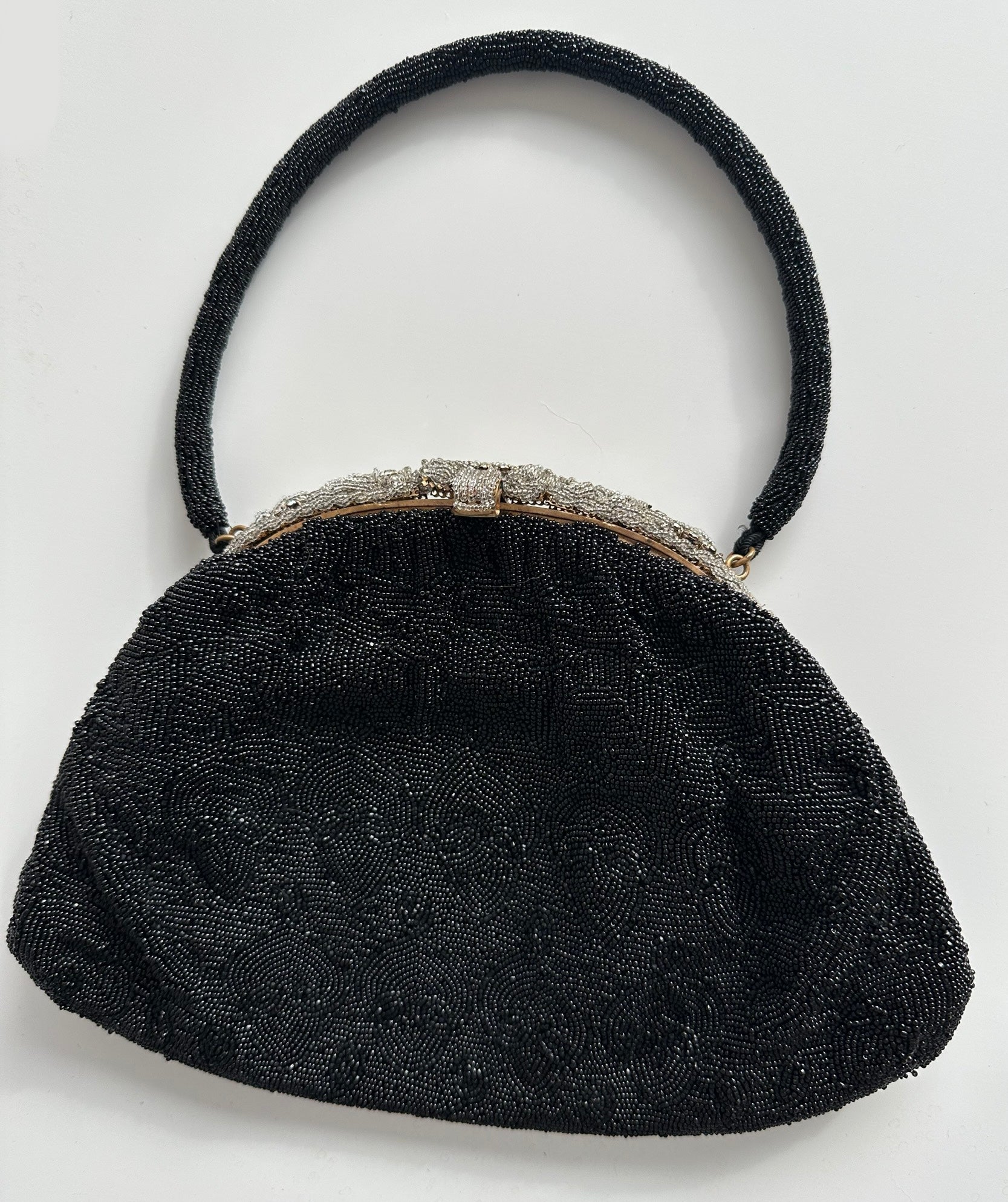 Vtg Le Gout de Jour 12 fashion Rue Cambon Black Bead Evening Purse Bag