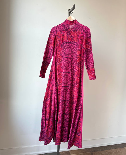 Boho Mock Neck Drunk Tank Pink Empire Waist Maxi Dress
